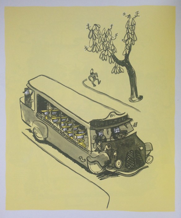 A very human kind of Paris bus, drawn by the incomparable Ludwig Bemelmans and included in his Madeline of 1939.  This in fact predates the RATP. 