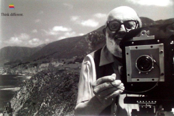 Ansel Adams, as seen in Apple's widely lauded 'Think Different' campaign which ran from 1997. That campaign specifically associated Adams with Muhammad Ali, Albert Einstein, Pablo Picasso, and a host of other greats. And Jim Henson. Ansel Adams is one of the very few photographers to have a mountain named after him. ( you can't countLord Snowdon - he was named after the mountain. 